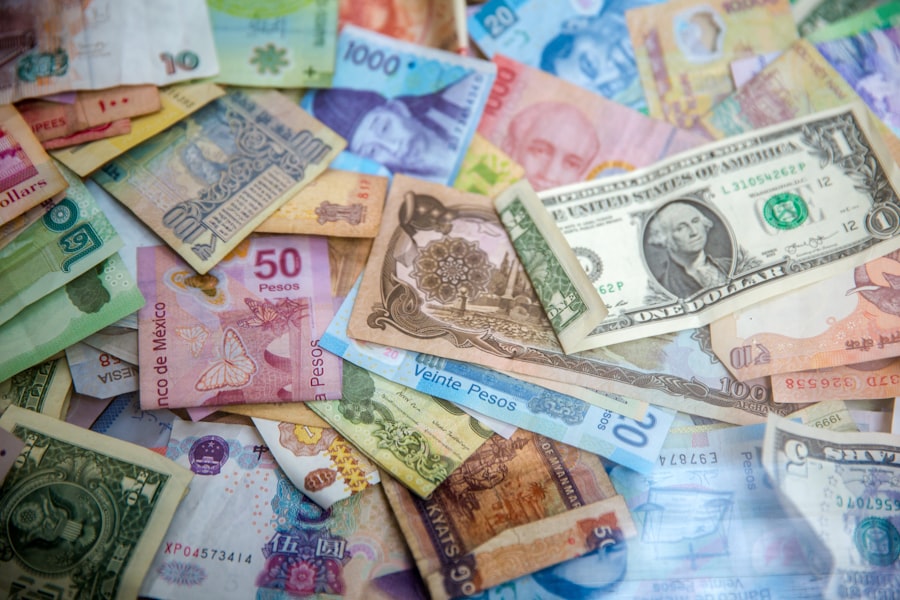 Assorted world currency notes