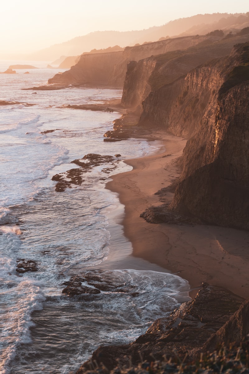 Golden light over a rugged coastline
